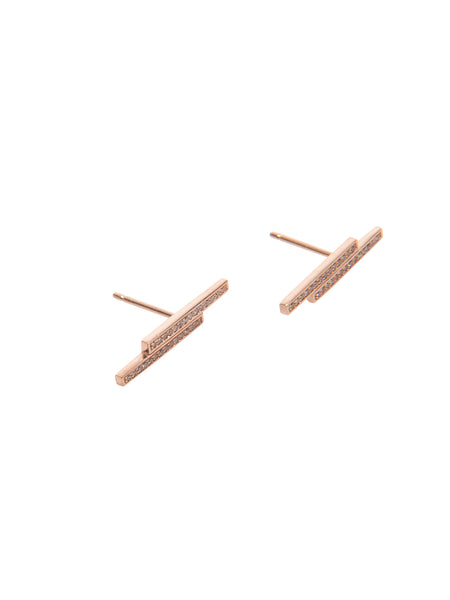 Asymmetrical Double Diamond Stick Earrings