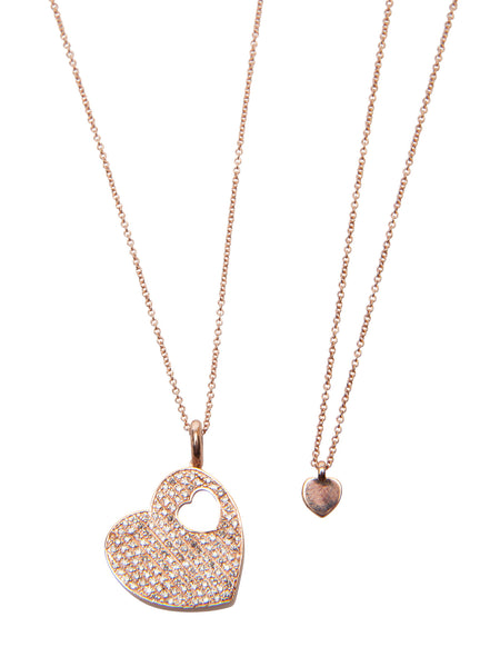 Diamond Heart with Baby Heart Necklace