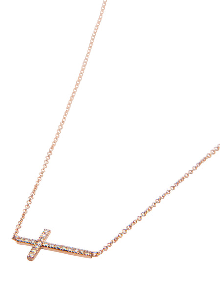 Sideways Diamond Cross Necklace