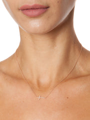 Sideways Diamond Cross Necklace