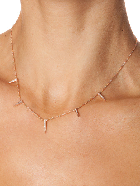 Five Diamond Spike Necklace